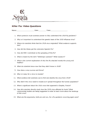 Influenza 1918 Video Worksheet Answers  Form