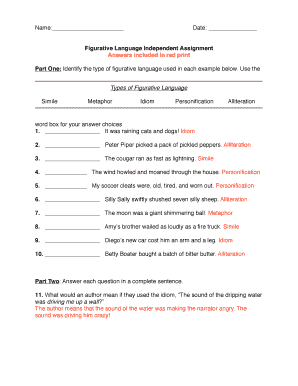 Figurative Language Assignment  Form