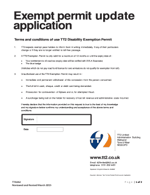 Tt2 Exemption Update Form