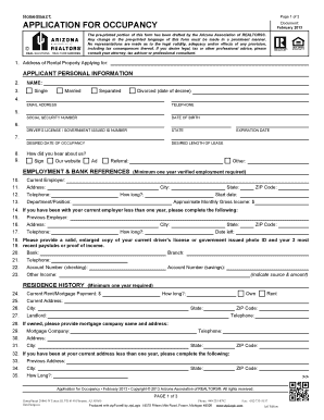 Application for Occupancy Rentalscom  Form