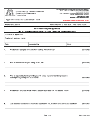 Apprentice Safety Assessment Test Answers  Form