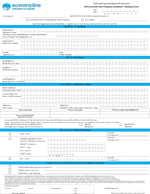 APPLICATION for FOREIGN CURRENCY TRANSACTION Ktb Co  Form