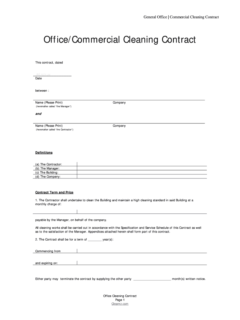 Cleaning Contracts  Form