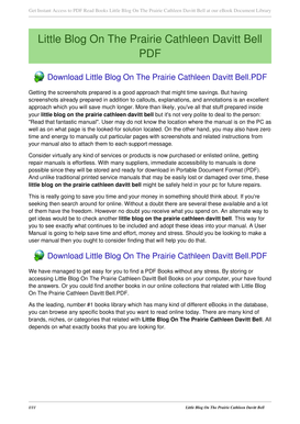 Little Blog on the Prairie PDF  Form