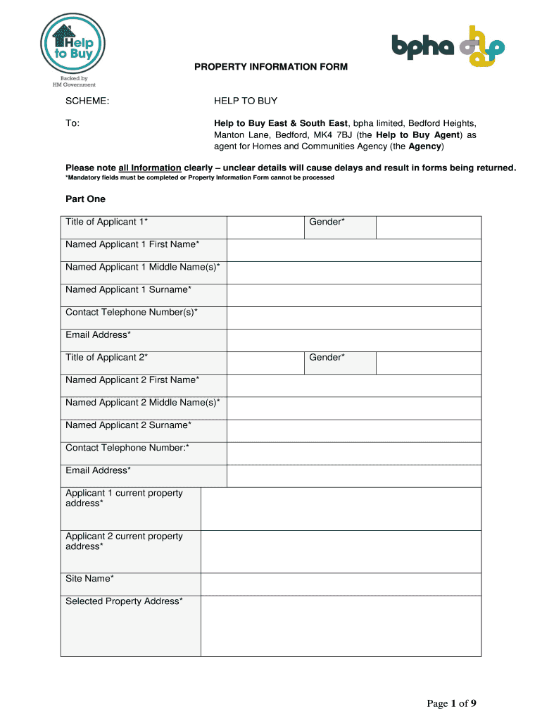  Help to Buy Property Information Form South East 2016