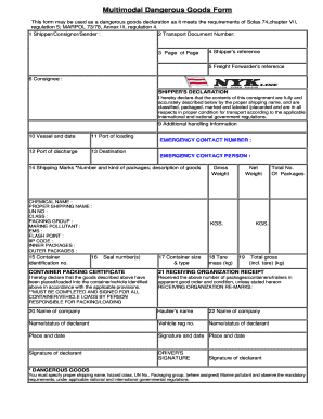 Multimodal Dangerous Goods Form