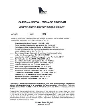 Aircraft Airworthiness Checklist  Form