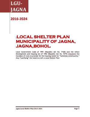 LOCAL SHELTER PLAN MUNICIPALITY of JAGNA JagnaBOHOL  Form