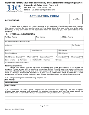 University of Cebu Eteeap Tuition Fee  Form