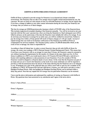 GRIFFIN Amp HOWE FIREARMS STORAGE AGREEMENT  Form
