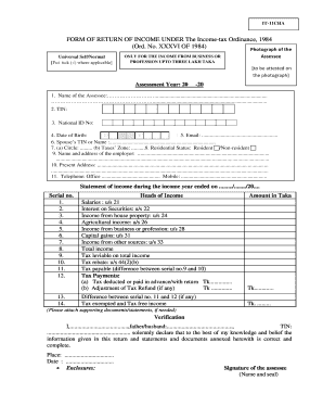 Editable Income Tax Return Form English