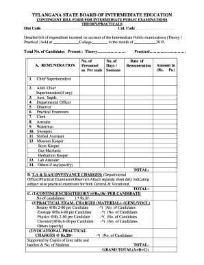 Contingency Bill Format