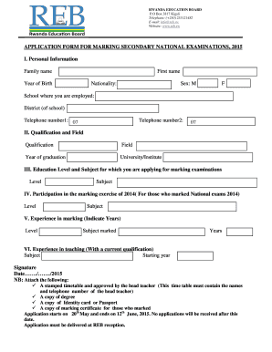 Marking Guide of National Examination  Form