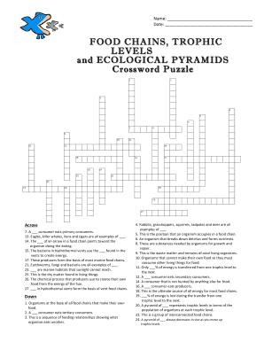 Food Chains Trophic Levels and Ecological Pyramids Crossword Puzzle Answers  Form