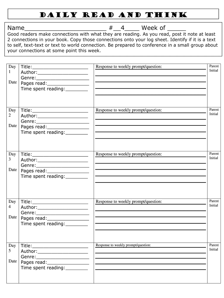 Daily Read and Think Ewing Public Schools  Form