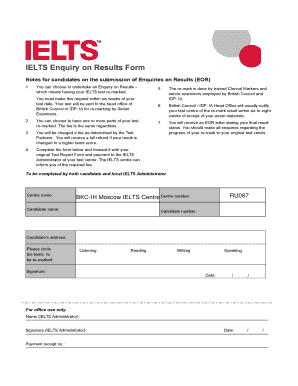 British Council or IDP IA for Remarking by Senior Ielts  Form