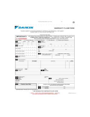 Daikin Warranty Claim Form