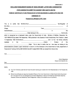 Obc Self Declaration Form PDF