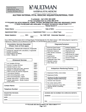 Maternal Fetal Medicine Aultman  Form