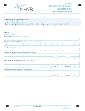 Australia Nhvr Road Train  Form