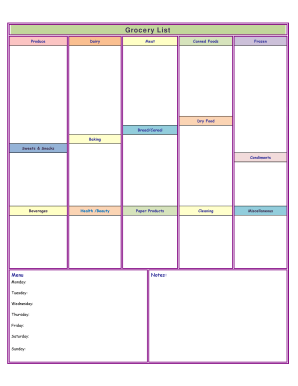 Grocery List Fillable Printable Behavior Chartscom  Form