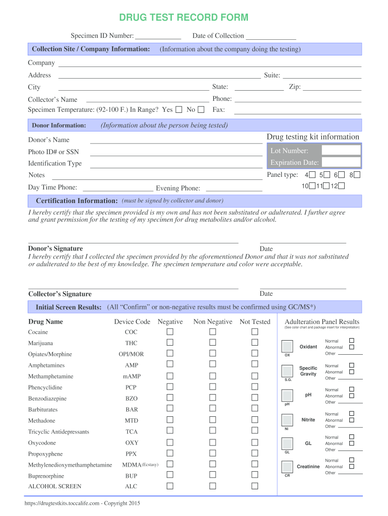 12 Panel Drug Test Result Form