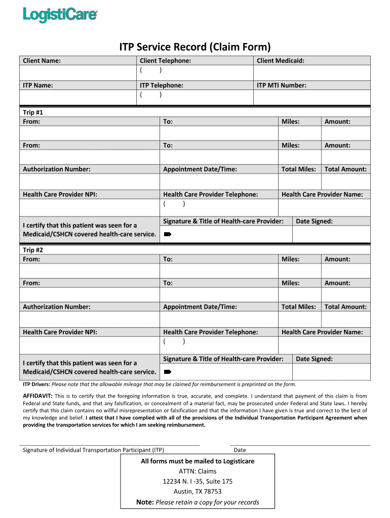 Itp Service Record Form