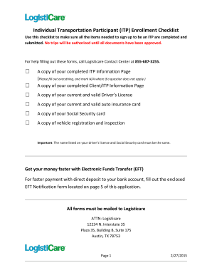 Individual Transportation Participant Itp  Form