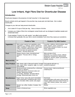Diverticulitis Nhs Diet Sheet  Form