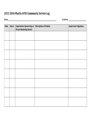 Avid Community Service Log  Form