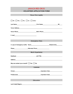Red Cross Application Form