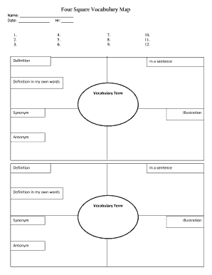 Vocabulary Four Square PDF  Form
