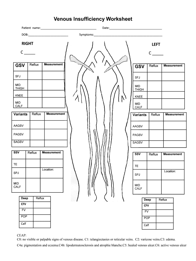 Venous Insufficiency Worksheet  Form