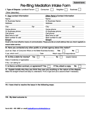 Mediation Intake Form