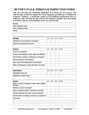 WALK through INSPECTION FORM Wildcat Inspections