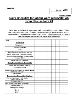 Labour Room Checklist  Form