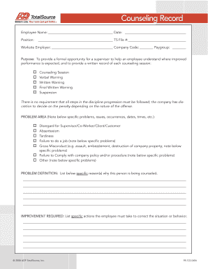 Counseling Record  Form