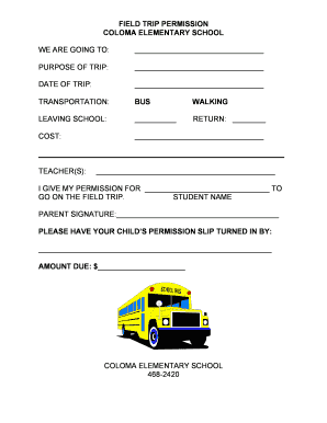 FIELD TRIP PERMISSION Field Trip  Form