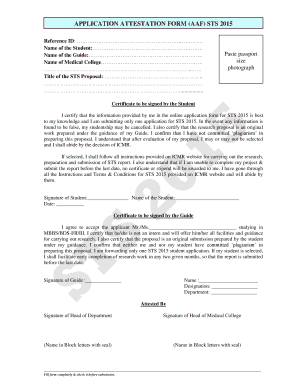 Icmr Sts Application Attestation Form