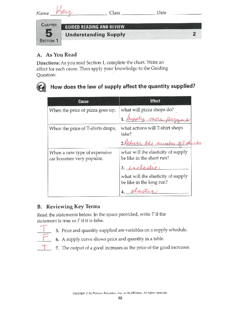 Chapter 5 Supply Economics Worksheet Answers PDF  Form