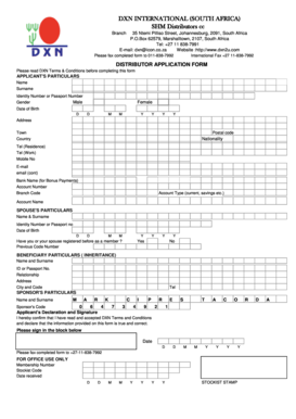 Dxn South Africa  Form