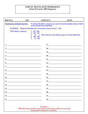 Usps Line of Travel Worksheet  Form