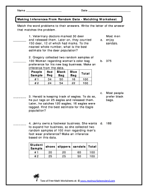 Making Inferences Math Worksheet PDF  Form