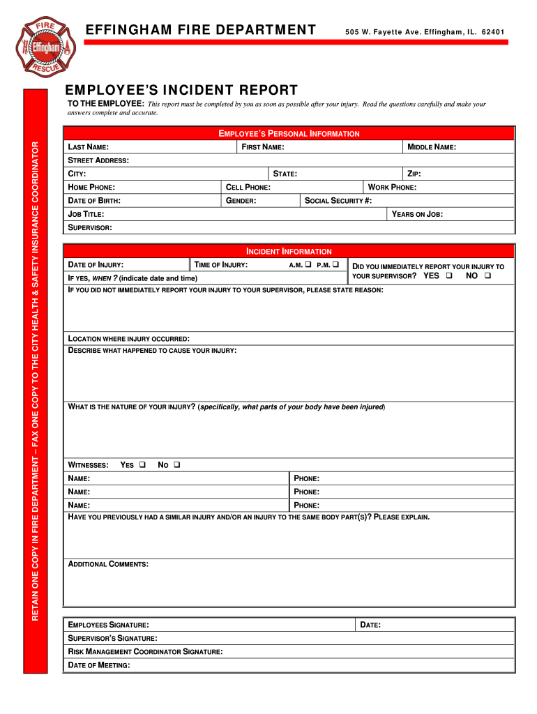 Ems Incident Reports Form