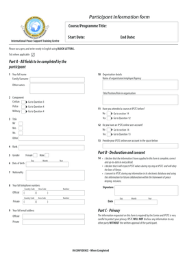 Participant Information Form IPSTC Ipstc