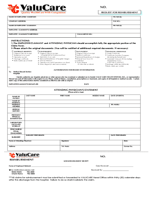 Valucare Reimbursement Form