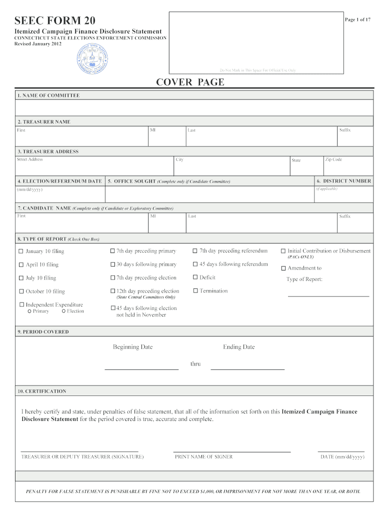  Seec Form 20 Fillable 2012-2024