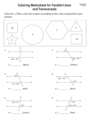 Parallel Lines Cut by Transversal Coloring Activity Answer Key  Form