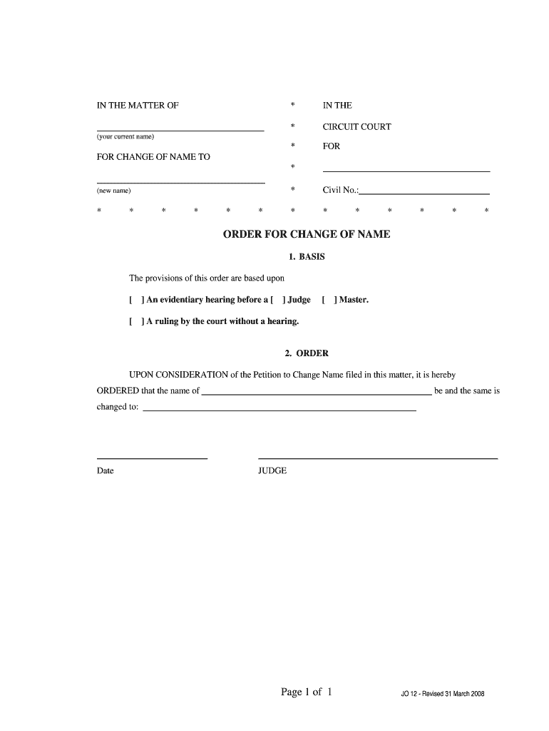  Form MD JO12 Order for Change of Name  USA Laws Searching 2008-2024