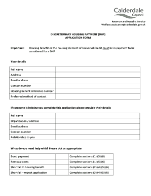 Discretionary Housing Payment Halifax  Form